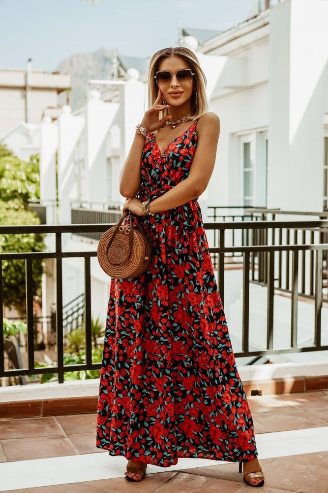 Tropical Print Boho Maxi Dress