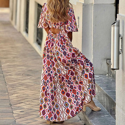 Boho Geometric Maxi Dress