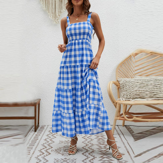 Gingham Smocked Maxi Dress