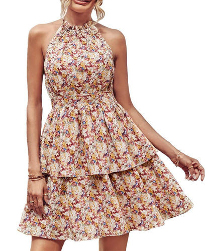 Floral Halter Neck Mini Dress