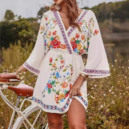 Boho Embroidered Mini Dress