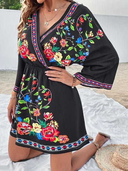 Boho Embroidered Mini Dress