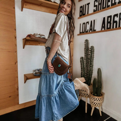 Boho Denim Maxi Skirt