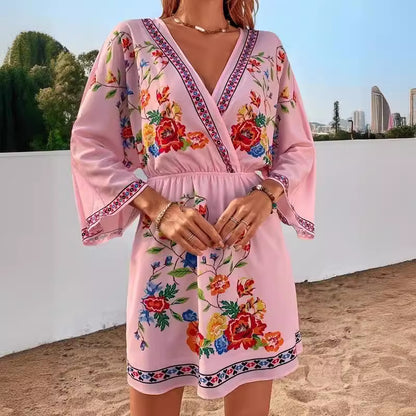 Boho Embroidered Mini Dress