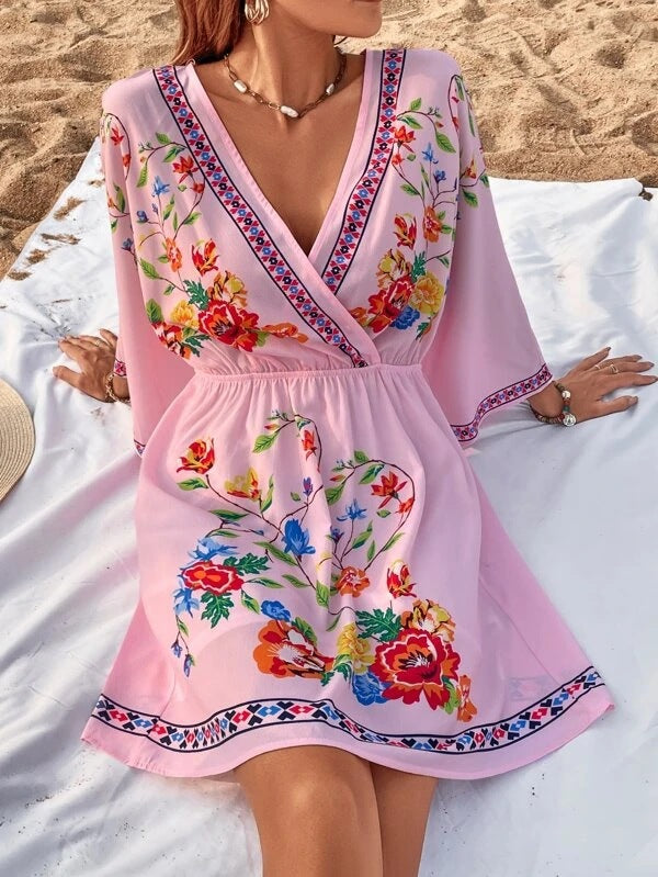 Boho Embroidered Mini Dress