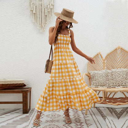 Gingham Smocked Maxi Dress