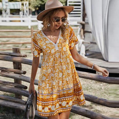 Boho Floral Mini Dress