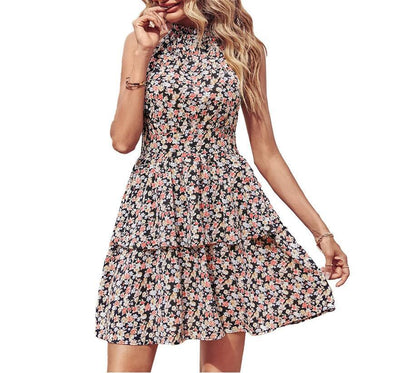 Floral Halter Neck Mini Dress