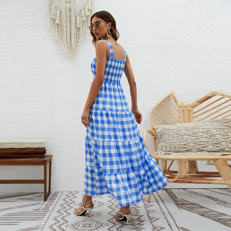 Gingham Smocked Maxi Dress